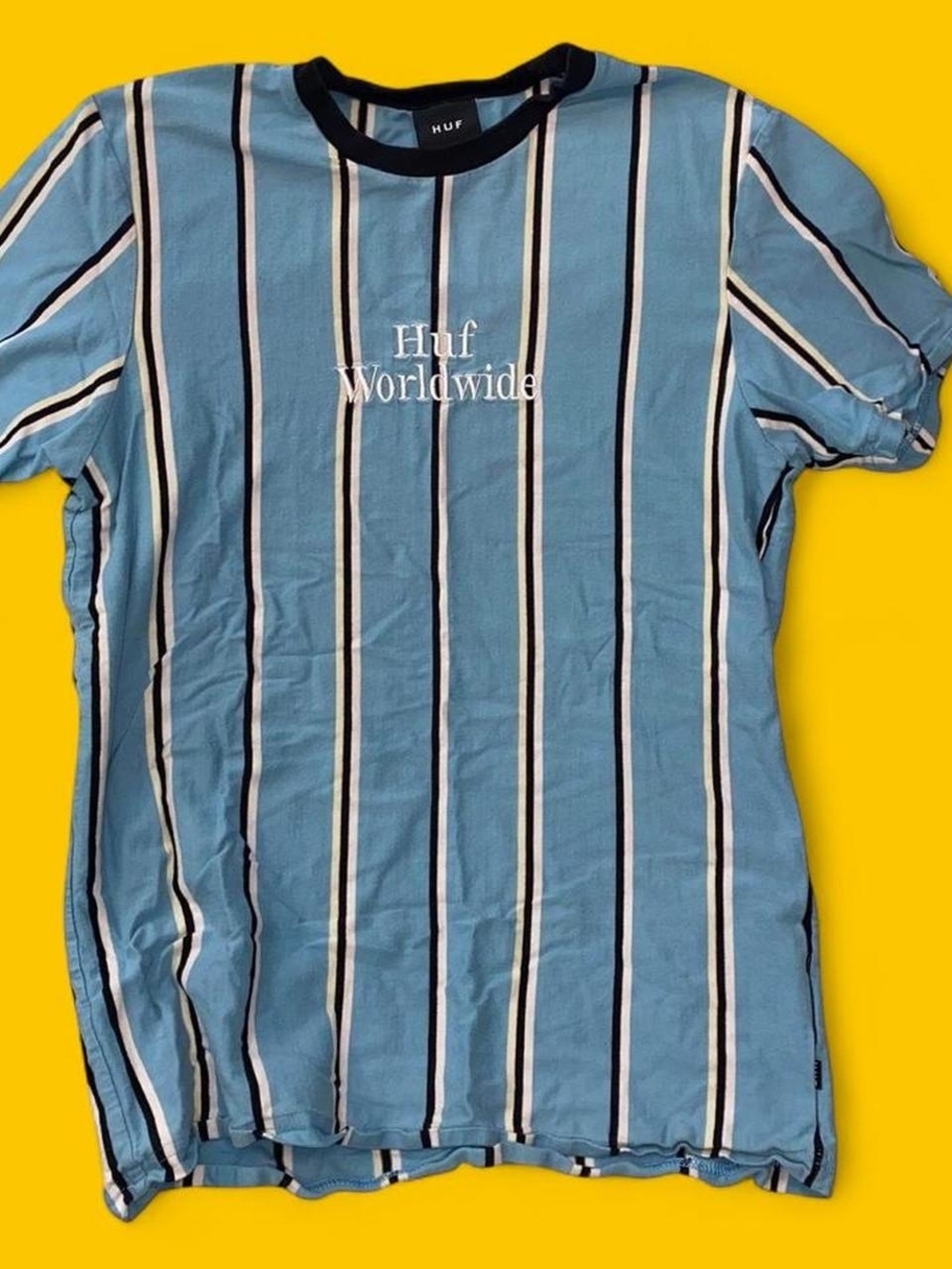 HUF Blue Striped "Huf Worldwide" Short Sleeve Tee
